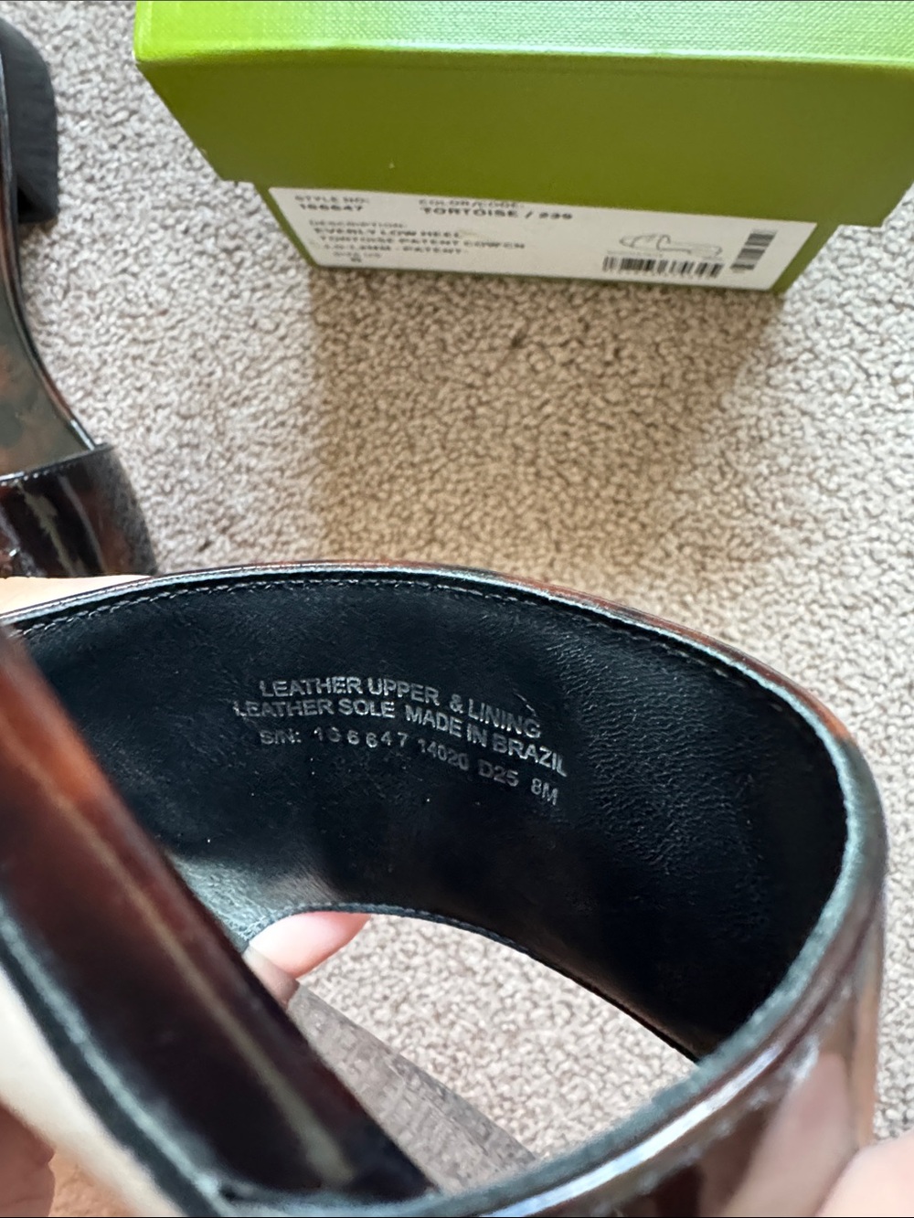 Tory Burch Brown Tortoiseshell Patent Logo Slide Sandals - Picture 13 of 14